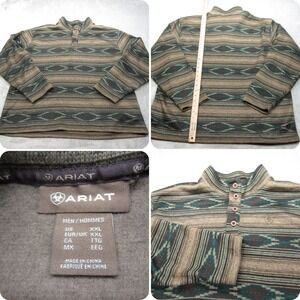 Ariat Wesley Sweater Mens XXL Brown Aztec Southwestern Soft Knit Native Western